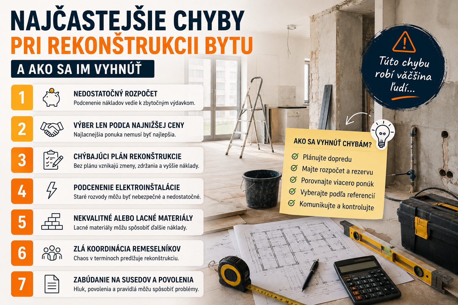 Najčastejšie chyby pri rekonštrukcii bytu a ako sa im vyhnúť