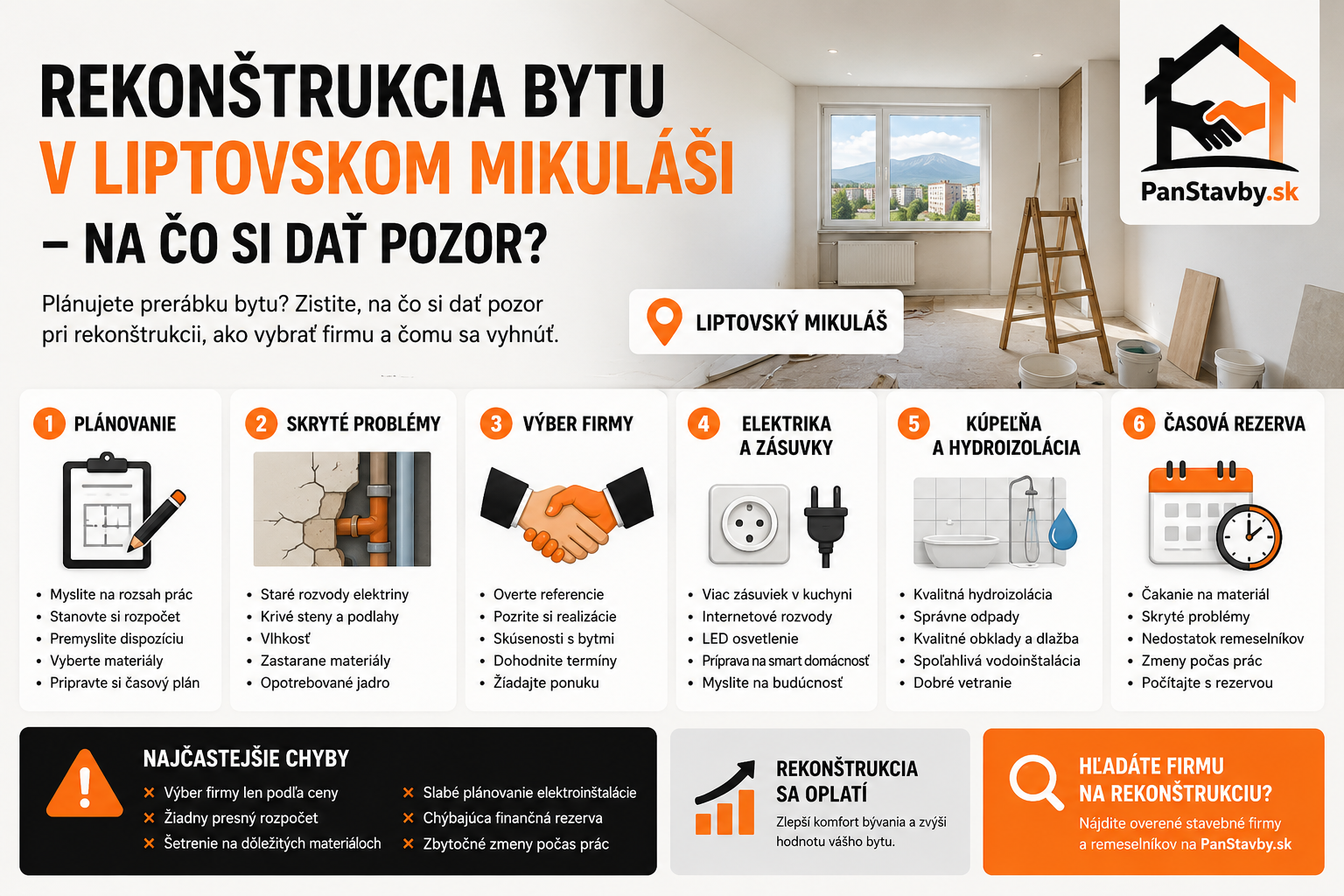 Rekonštrukcia bytu v Liptovskom Mikuláši – na čo si dať pozor?