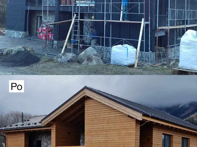 Vyhotovenie fasády pred a po